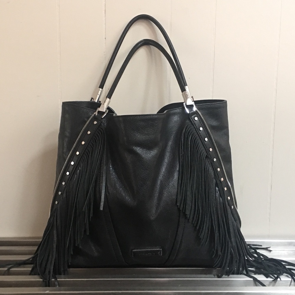 *EUC* FRINGE AND STUDDED LEATHER TOTE